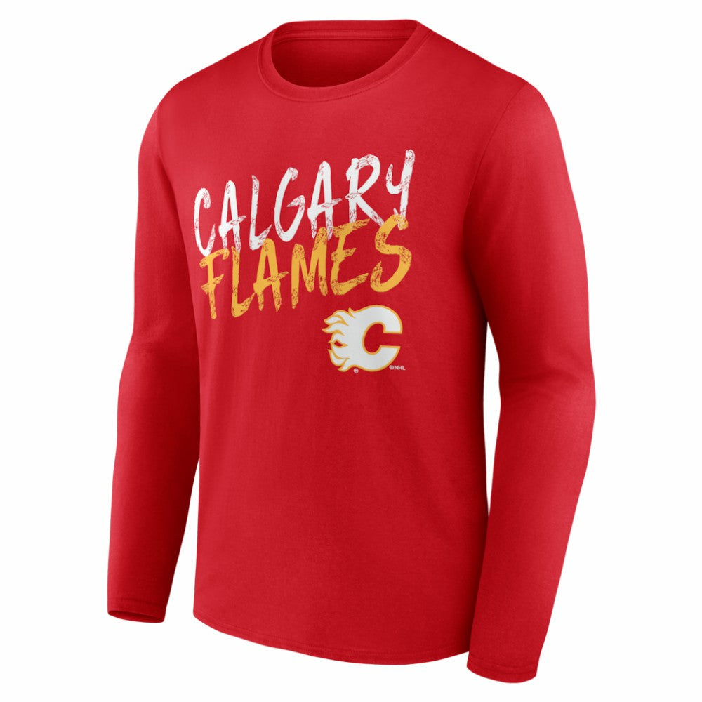 NHL Red Calgary Flames Hustle Personalized Name & Number Long Sleeve T-Shirt