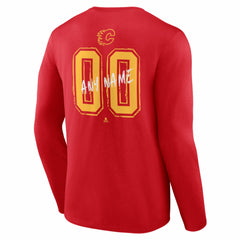 NHL Red Calgary Flames Hustle Personalized Name & Number Long Sleeve T-Shirt
