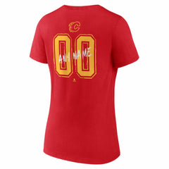 NHL Red Calgary Flames Women's Hustle Personalized Name & Number V-Neck T-Shirt