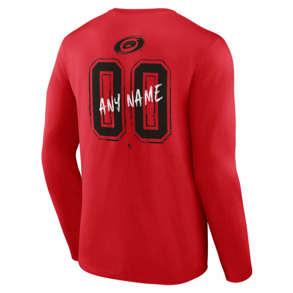 NHL Red Carolina Hurricanes Hustle Personalized Name & Number Long Sleeve T-Shirt