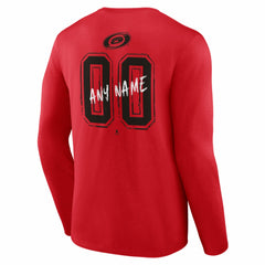 NHL Red Carolina Hurricanes Hustle Personalized Name & Number Long Sleeve T-Shirt
