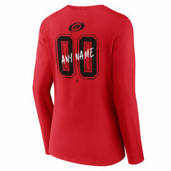 NHL Red Carolina Hurricanes Women's Hustle Personalized Name & Number Long Sleeve V-Neck T-Shirt