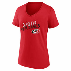 NHL Red Carolina Hurricanes Women's Hustle Personalized Name & Number V-Neck T-Shirt