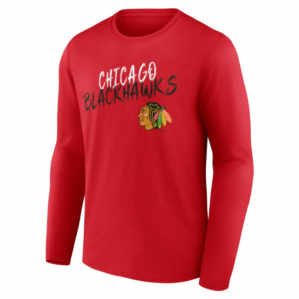 NHL Red Chicago Blackhawks Hustle Personalized Name & Number Long Sleeve T-Shirt