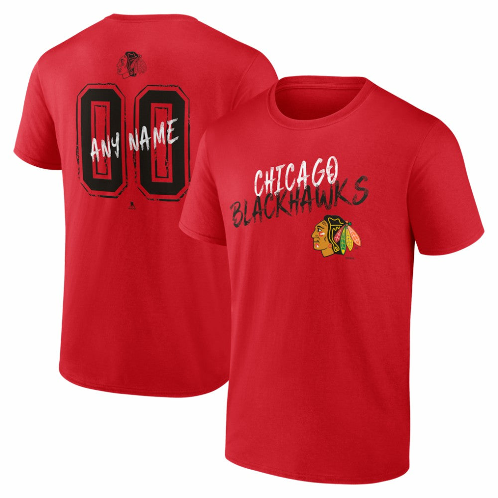 NHL Red Chicago Blackhawks Hustle Personalized Name & Number T-Shirt