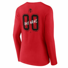 NHL Red Chicago Blackhawks Women's Hustle Personalized Name & Number Long Sleeve V-Neck T-Shirt