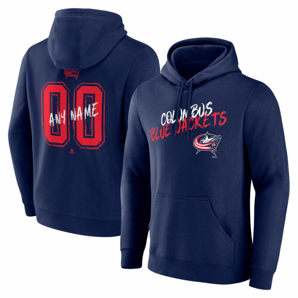 NHL Navy Columbus Blue Jackets Big & Tall Hustle Personalized Name & Number Hoodie