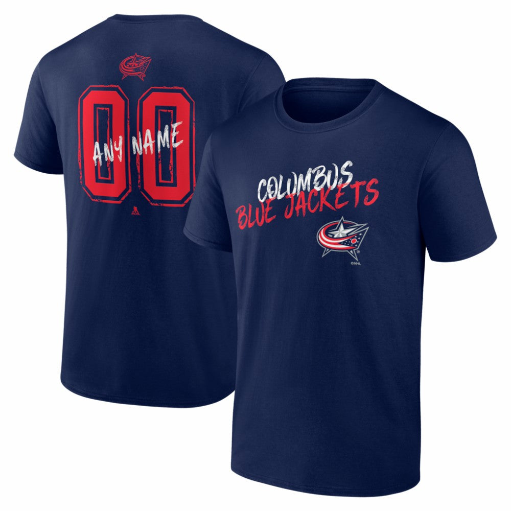 NHL Navy Columbus Blue Jackets Big & Tall Hustle Personalized Name & Number T-Shirt