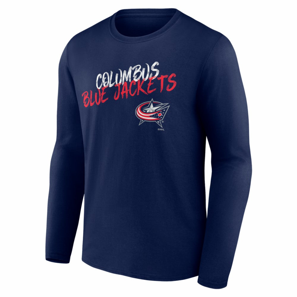 NHL Navy Columbus Blue Jackets Hustle Personalized Name & Number Long Sleeve T-Shirt