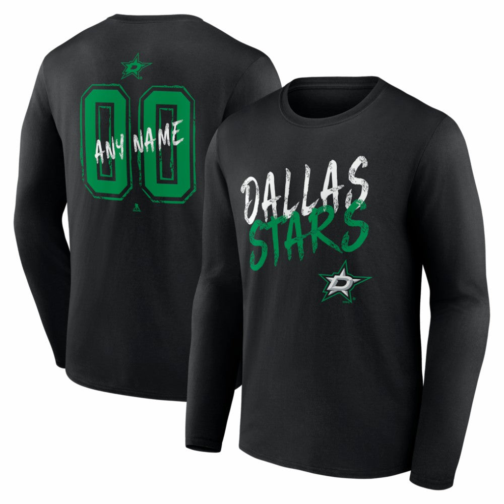 NHL Black Dallas Stars Hustle Personalized Name & Number Long Sleeve T-Shirt