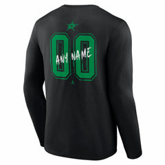 NHL Black Dallas Stars Hustle Personalized Name & Number Long Sleeve T-Shirt