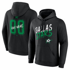 NHL Black Dallas Stars Hustle Personalized Name & Number Hoodie