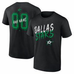 NHL Black Dallas Stars Hustle Personalized Name & Number T-Shirt