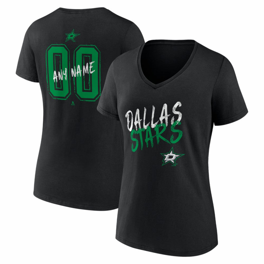 NHL Black Dallas Stars Women's Hustle Personalized Name & Number V-Neck T-Shirt
