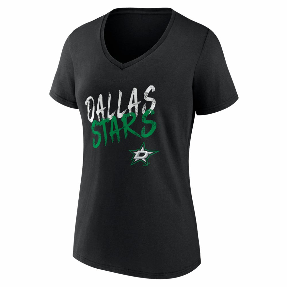 NHL Black Dallas Stars Women's Hustle Personalized Name & Number V-Neck T-Shirt