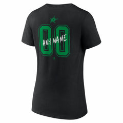 NHL Black Dallas Stars Women's Hustle Personalized Name & Number V-Neck T-Shirt