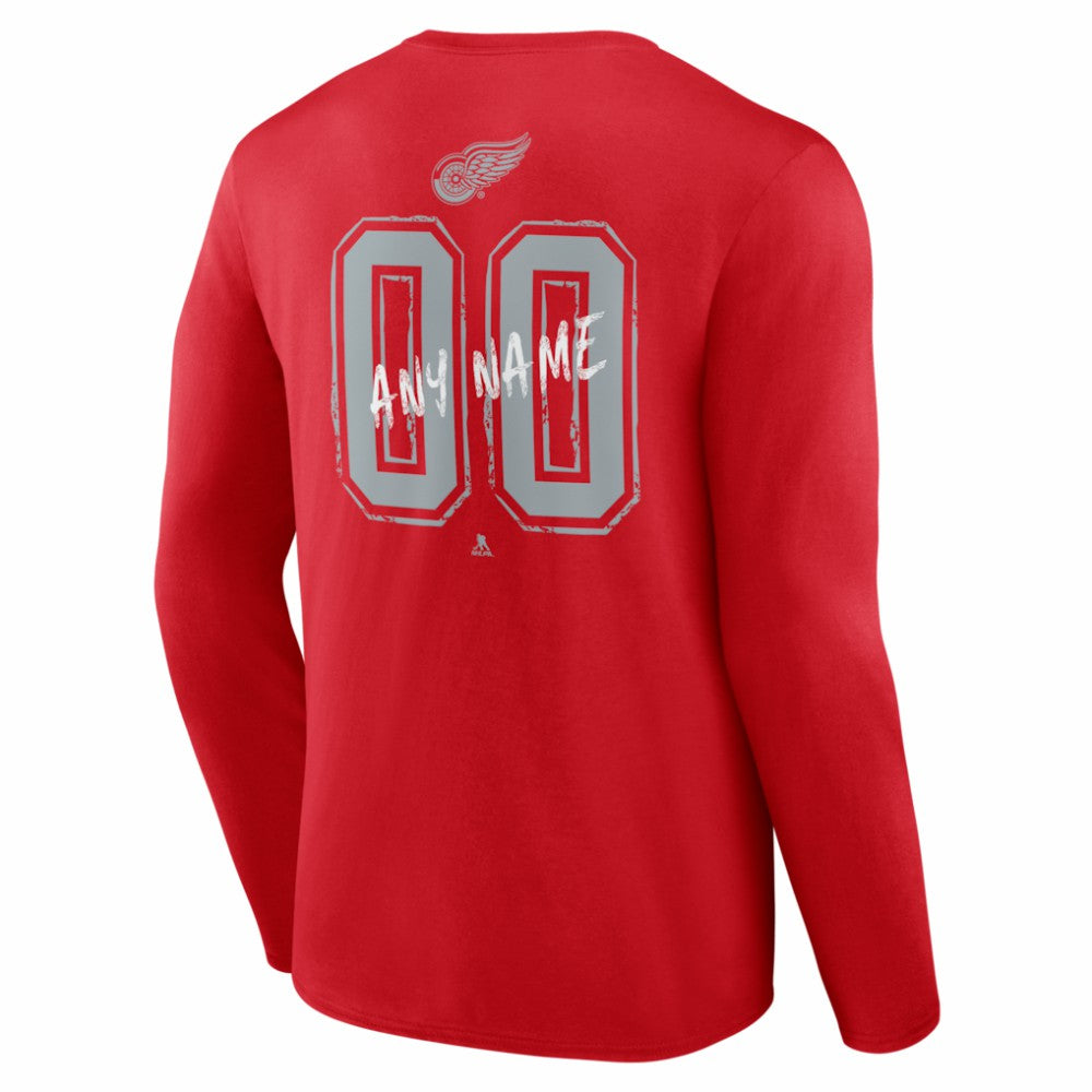 NHL Red Detroit Red Wings Hustle Personalized Name & Number Long Sleeve T-Shirt