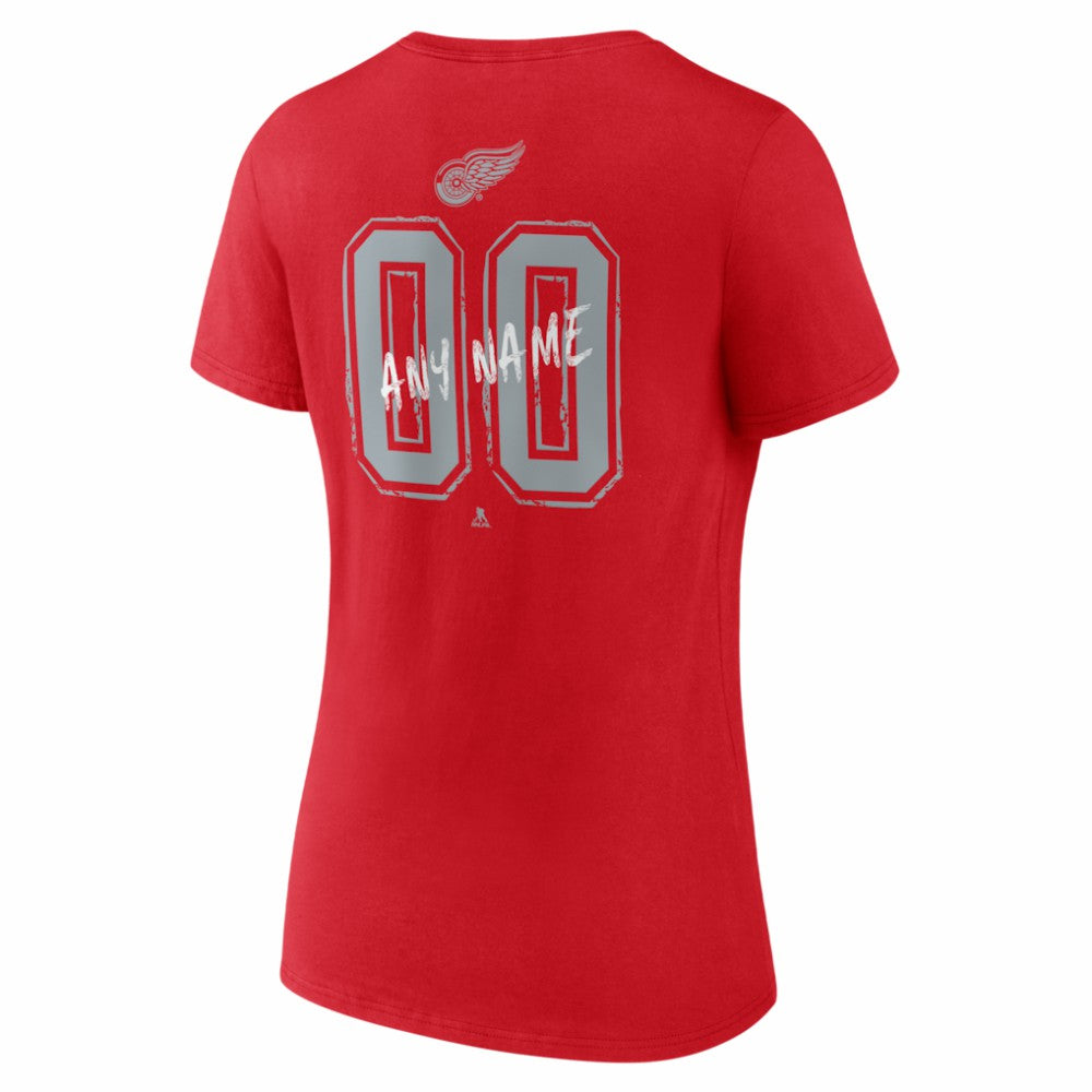 NHL Red Detroit Red Wings Women's Hustle Personalized Name & Number V-Neck T-Shirt