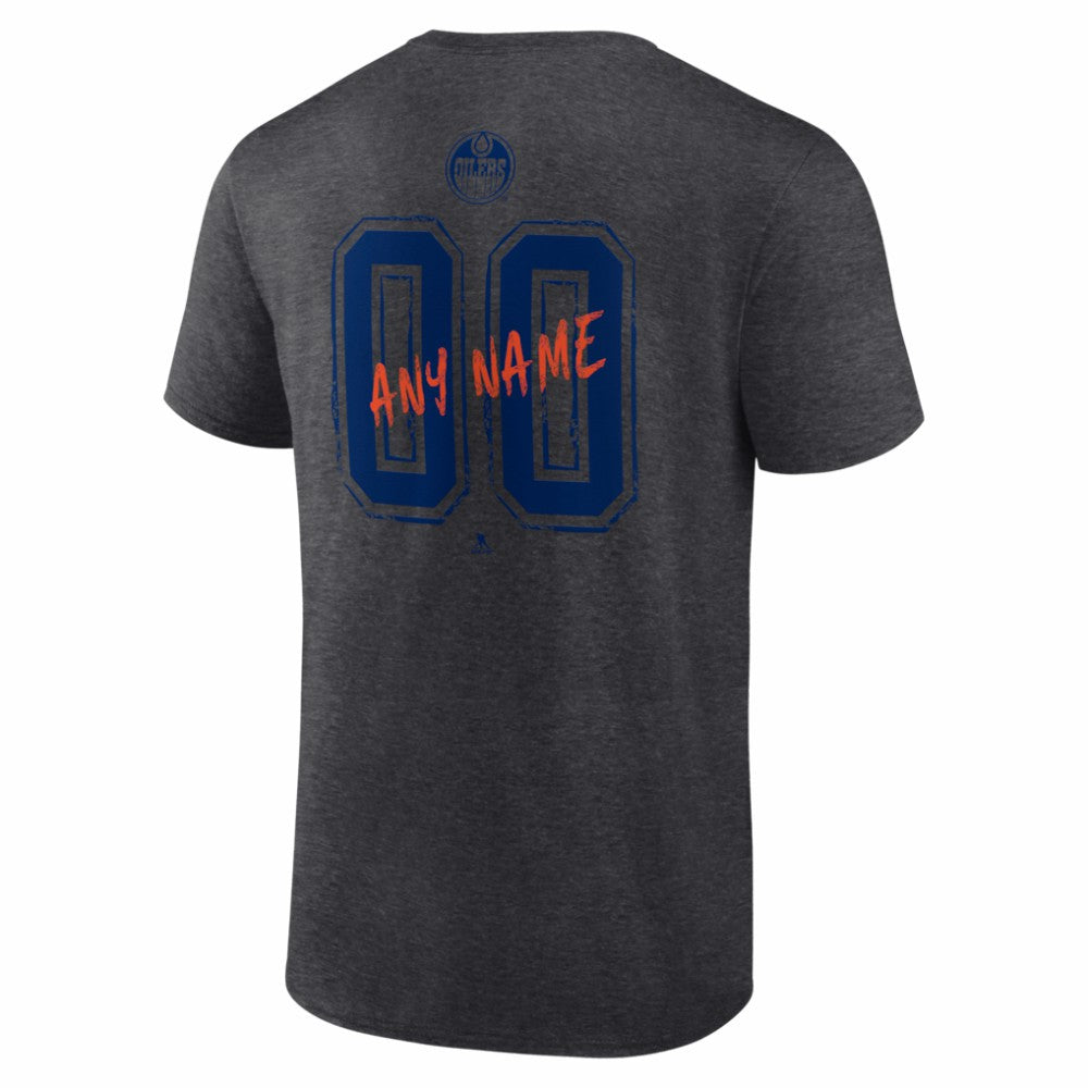 NHL Charcoal Edmonton Oilers Hustle Personalized Name & Number T-Shirt
