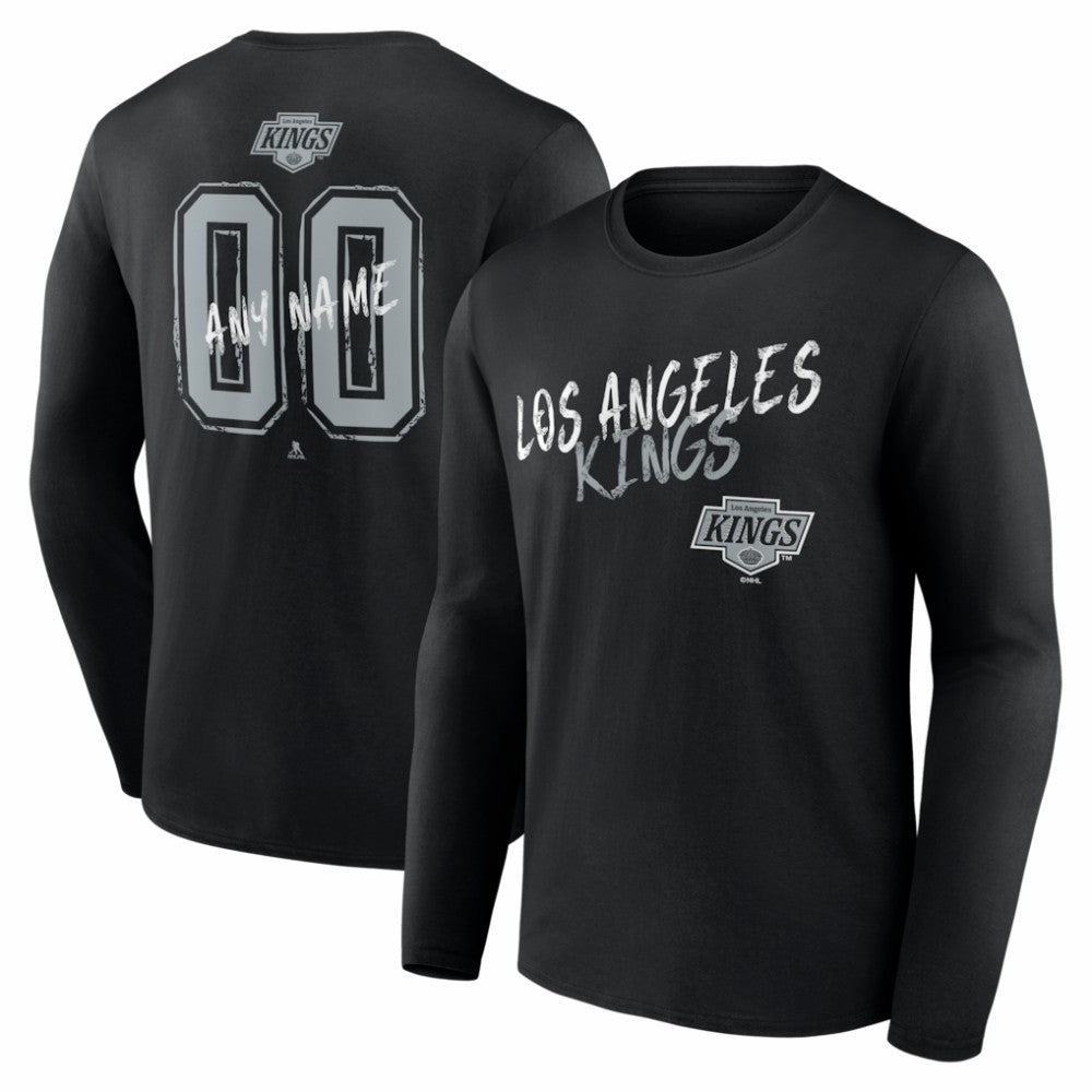 NHL Black Los Angeles Kings Hustle Personalized Name & Number Long Sleeve T-Shirt