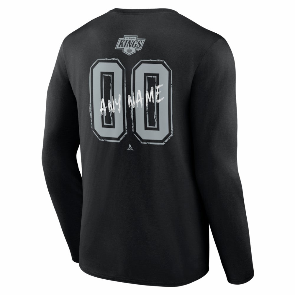 NHL Black Los Angeles Kings Hustle Personalized Name & Number Long Sleeve T-Shirt