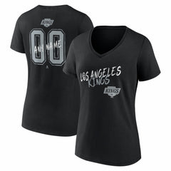 NHL Black Los Angeles Kings Women's Hustle Personalized Name & Number V-Neck T-Shirt