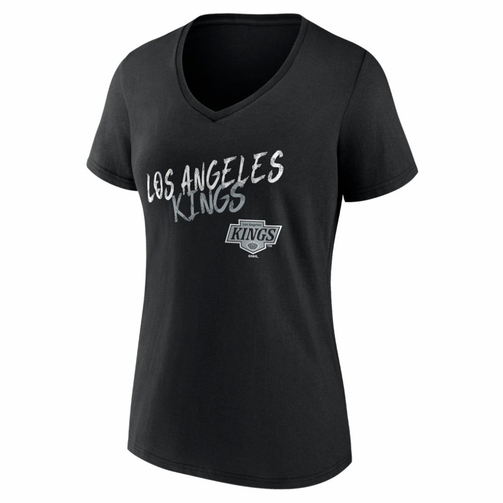 NHL Black Los Angeles Kings Women's Hustle Personalized Name & Number V-Neck T-Shirt