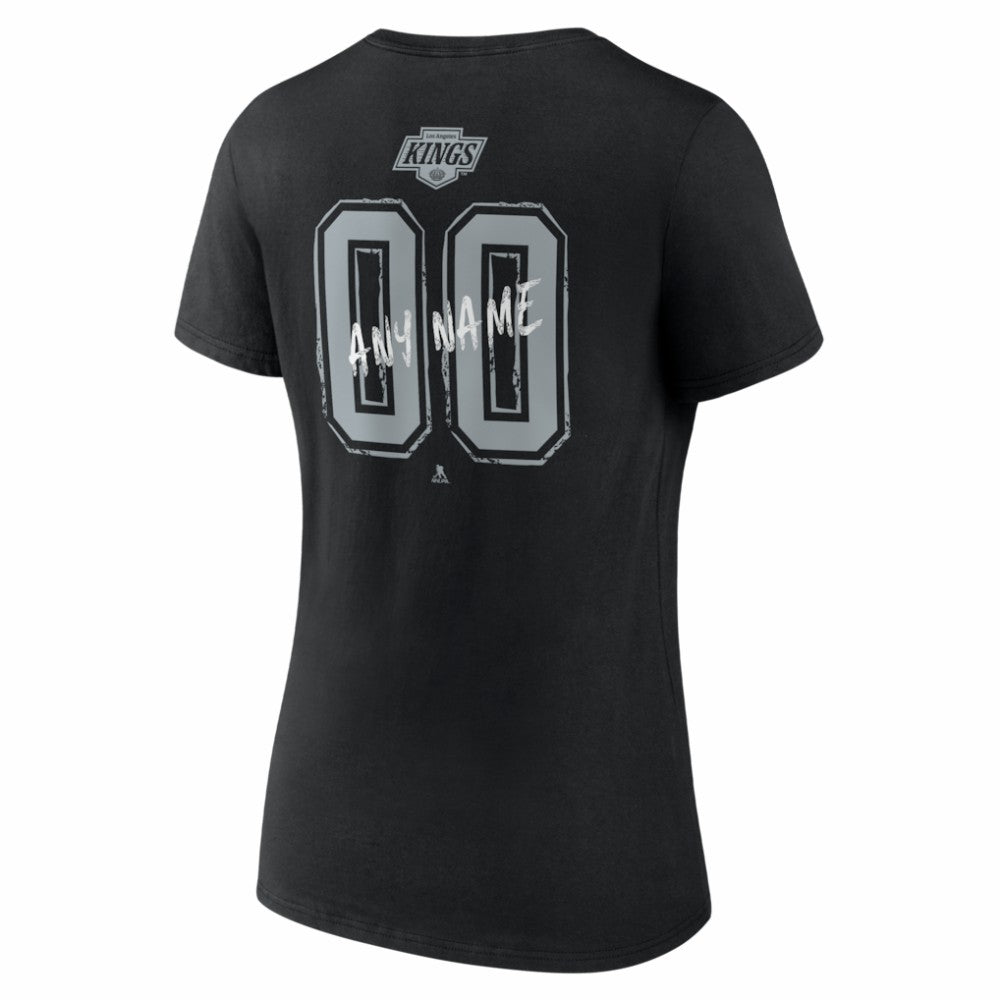 NHL Black Los Angeles Kings Women's Hustle Personalized Name & Number V-Neck T-Shirt