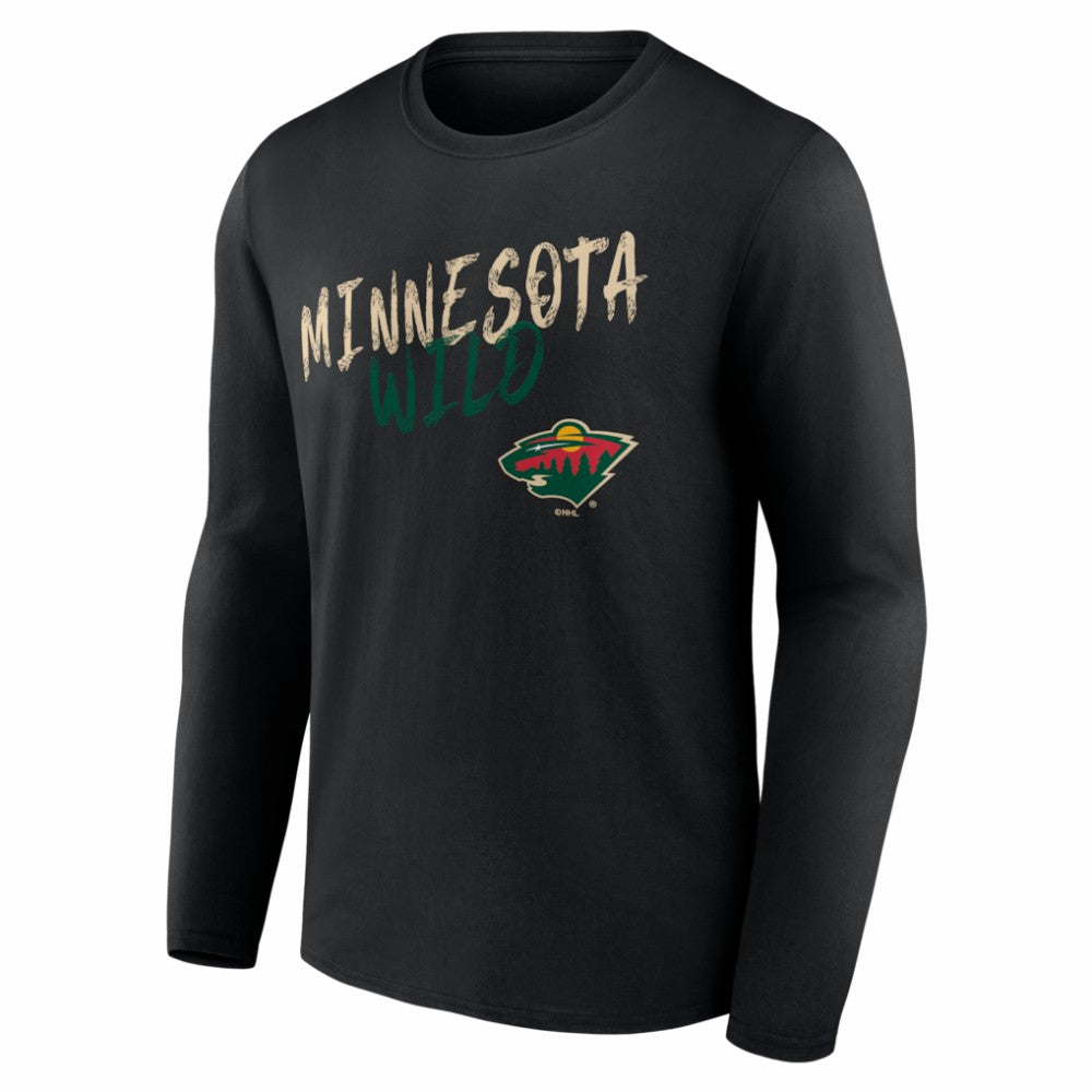 NHL Black Minnesota Wild Hustle Personalized Name & Number Long Sleeve T-Shirt