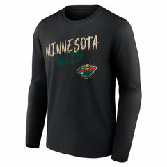 NHL Black Minnesota Wild Hustle Personalized Name & Number Long Sleeve T-Shirt