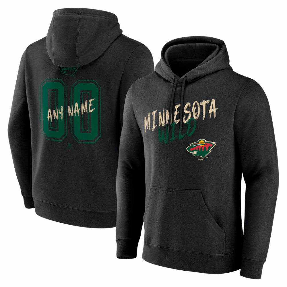 NHL Black Minnesota Wild Hustle Personalized Name & Number Hoodie
