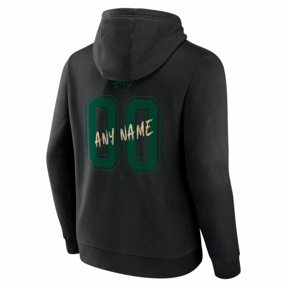 NHL Black Minnesota Wild Hustle Personalized Name & Number Hoodie