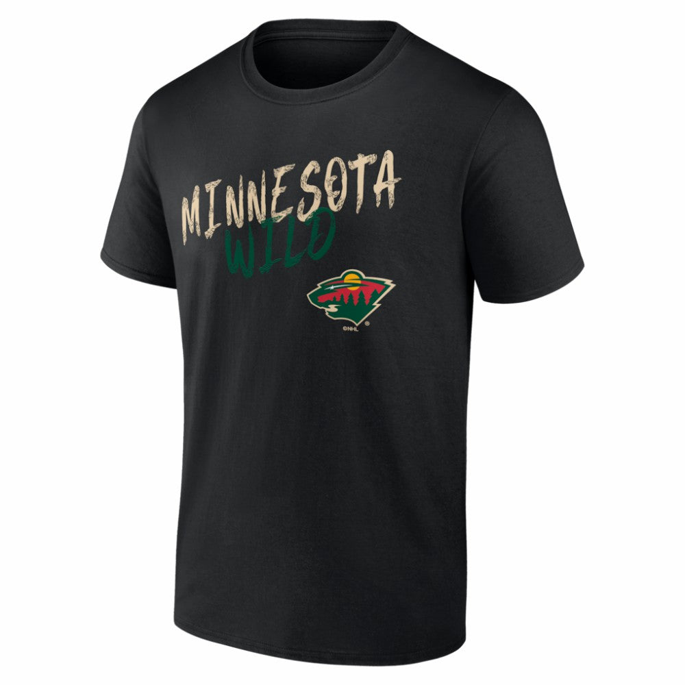 NHL Black Minnesota Wild Hustle Personalized Name & Number T-Shirt