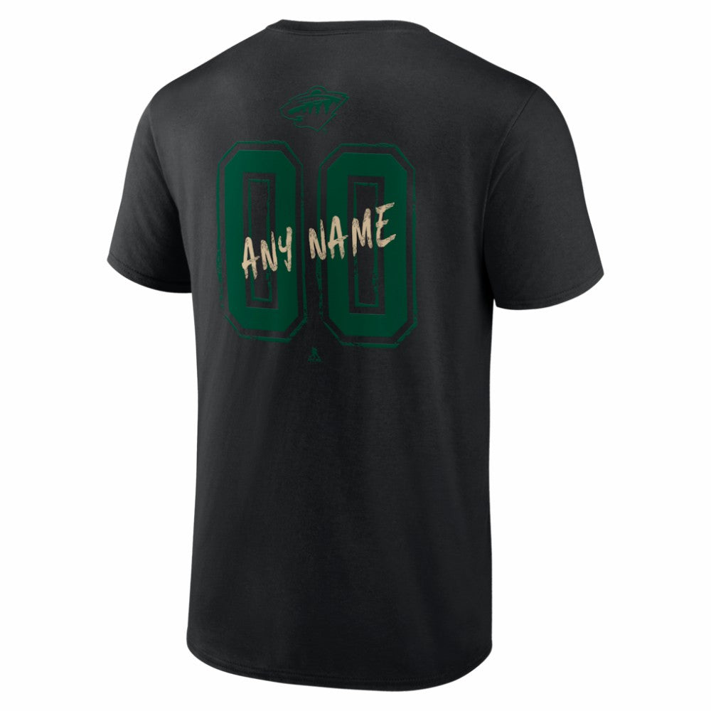 NHL Black Minnesota Wild Hustle Personalized Name & Number T-Shirt