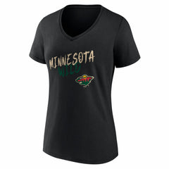 NHL Black Minnesota Wild Women's Hustle Personalized Name & Number V-Neck T-Shirt