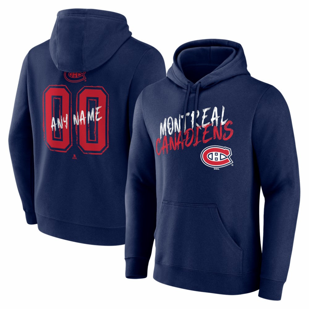 NHL Navy Montreal Canadiens Hustle Personalized Name & Number Hoodie