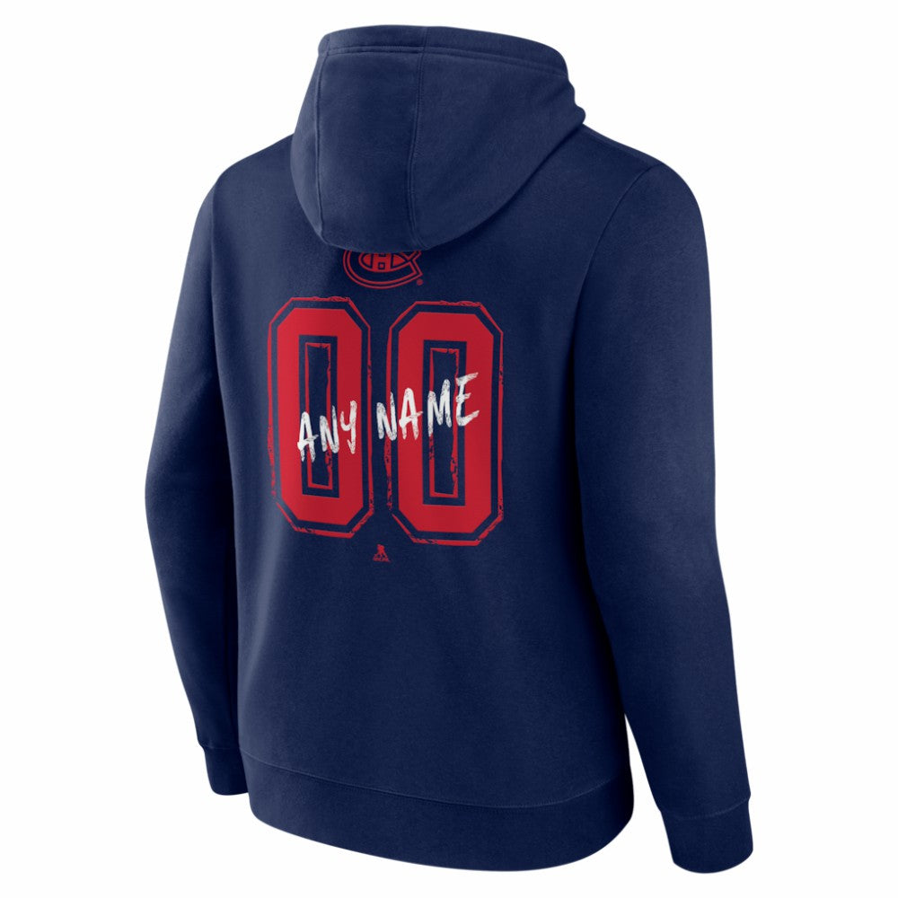NHL Navy Montreal Canadiens Hustle Personalized Name & Number Hoodie