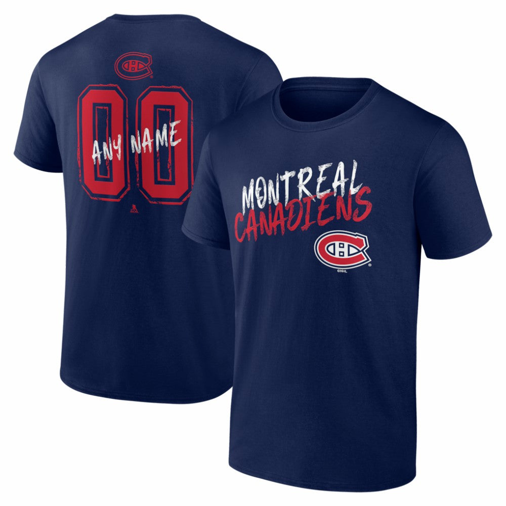 NHL Navy Montreal Canadiens Hustle Personalized Name & Number T-Shirt