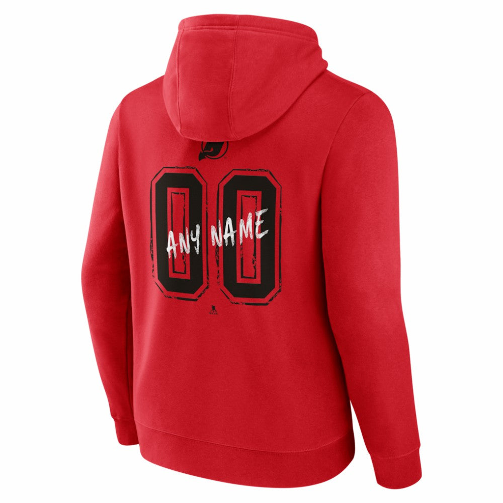 NHL Red New Jersey Devils Hustle Personalized Name & Number Hoodie