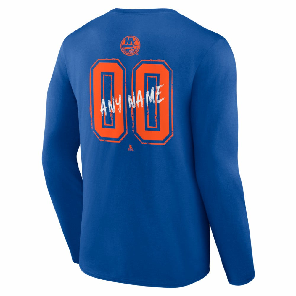 NHL Royal New York Islanders Hustle Personalized Name & Number Long Sleeve T-Shirt