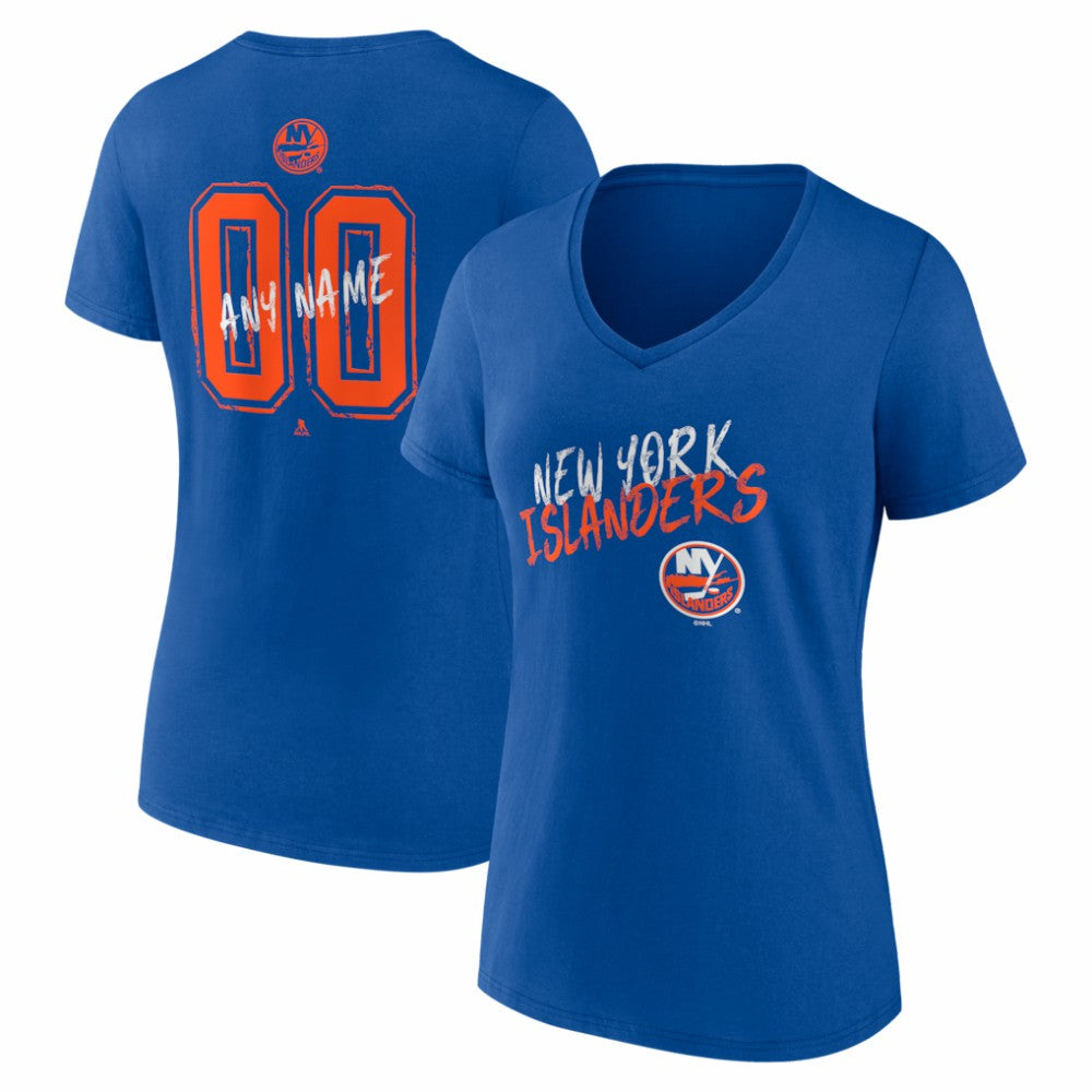 NHL Royal New York Islanders Women's Hustle Personalized Name & Number V-Neck T-Shirt