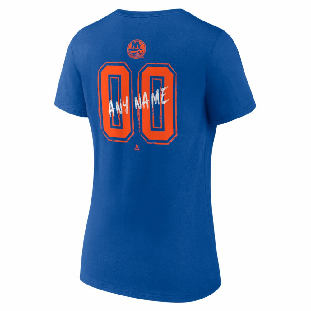 NHL Royal New York Islanders Women's Hustle Personalized Name & Number V-Neck T-Shirt