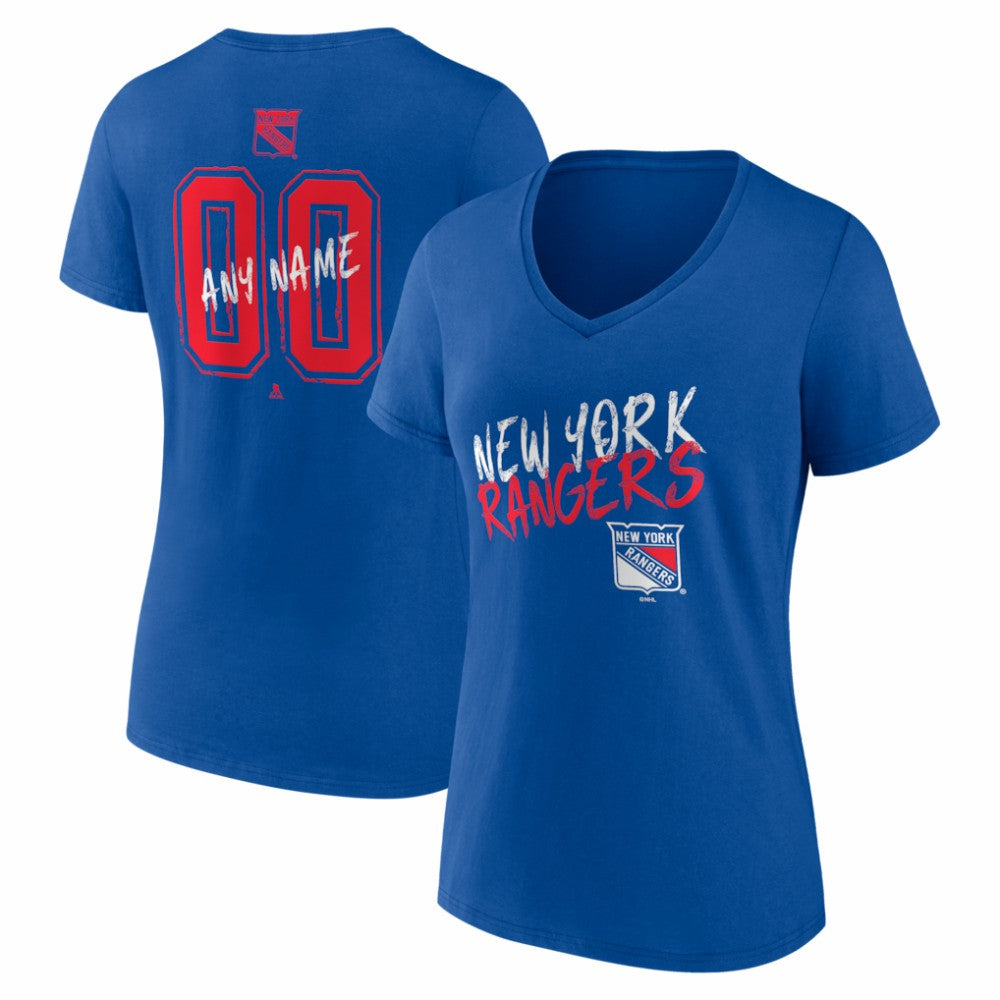 NHL Blue New York Rangers Women's Hustle Personalized Name & Number V-Neck T-Shirt