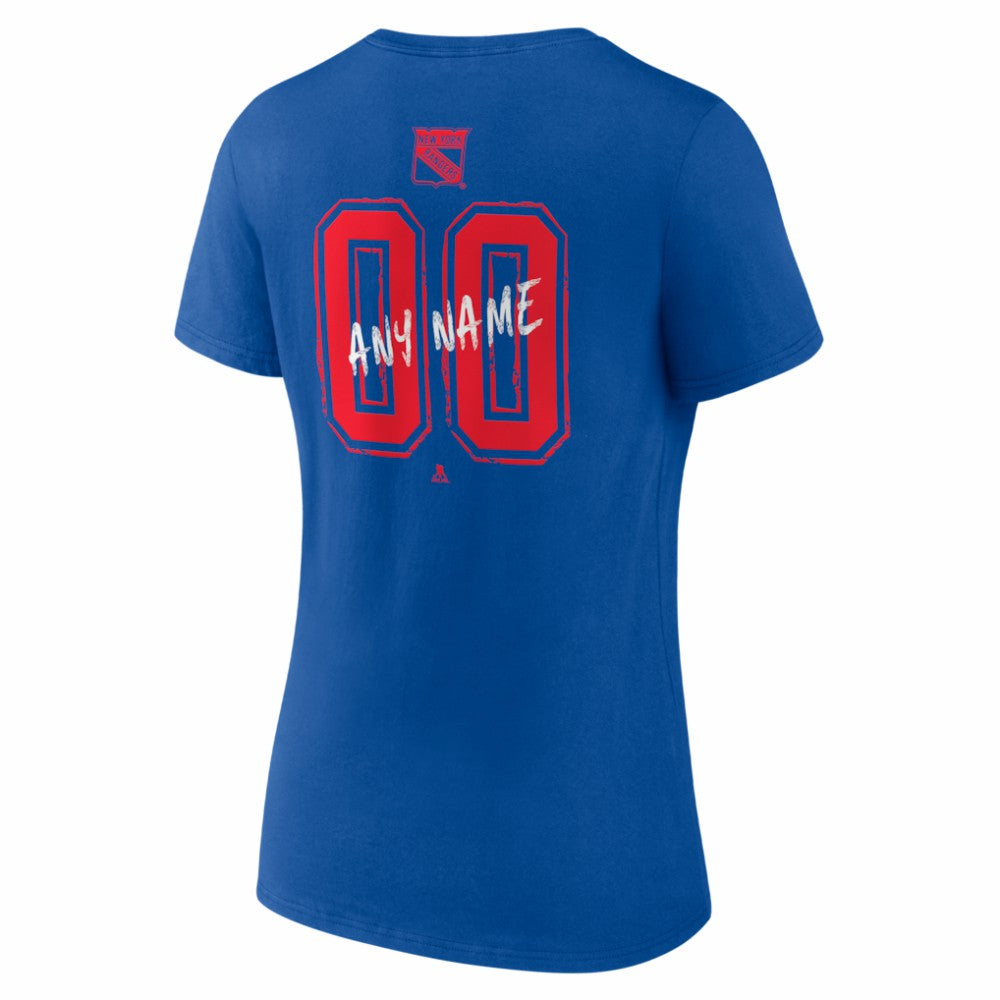 NHL Blue New York Rangers Women's Hustle Personalized Name & Number V-Neck T-Shirt
