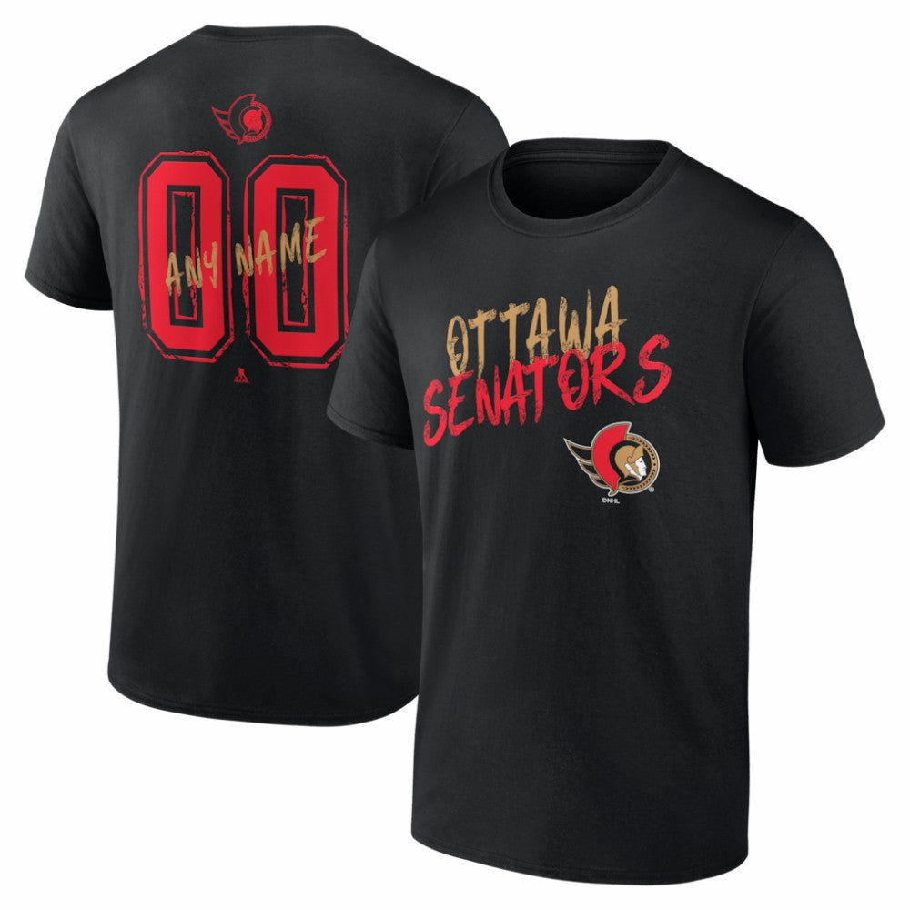 NHL Black Ottawa Senators Big & Tall Hustle Personalized Name & Number T-Shirt