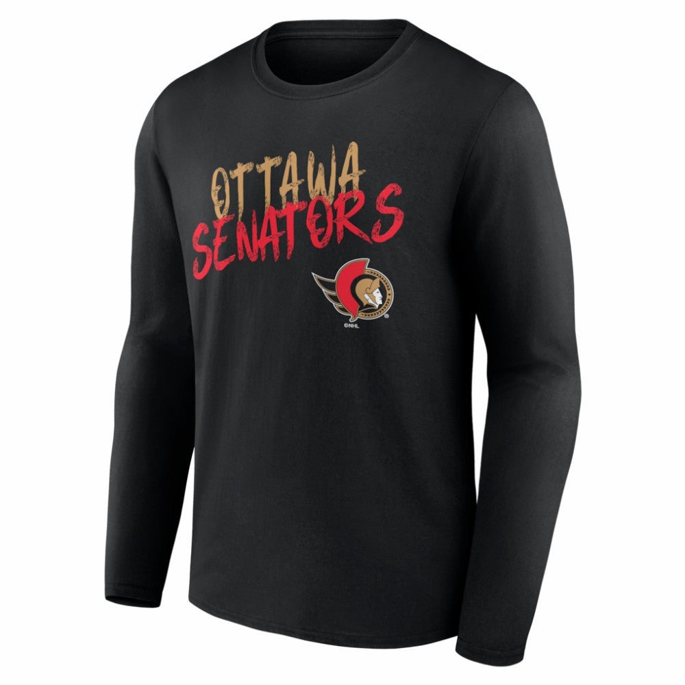 NHL Black Ottawa Senators Hustle Personalized Name & Number Long Sleeve T-Shirt