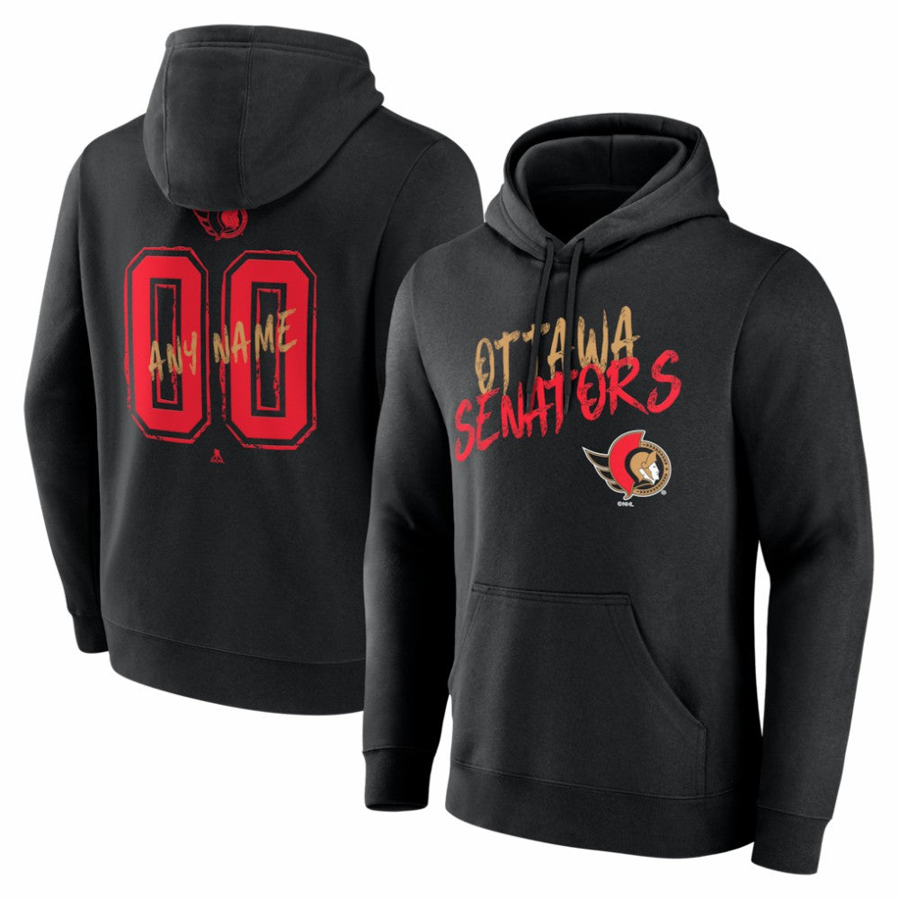 NHL Black Ottawa Senators Hustle Personalized Name & Number Hoodie