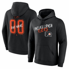 NHL Black Philadelphia Flyers Hustle Personalized Name & Number Hoodie