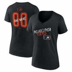 NHL Black Philadelphia Flyers Women's Hustle Personalized Name & Number V-Neck T-Shirt
