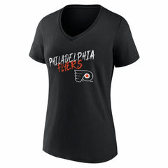 NHL Black Philadelphia Flyers Women's Hustle Personalized Name & Number V-Neck T-Shirt